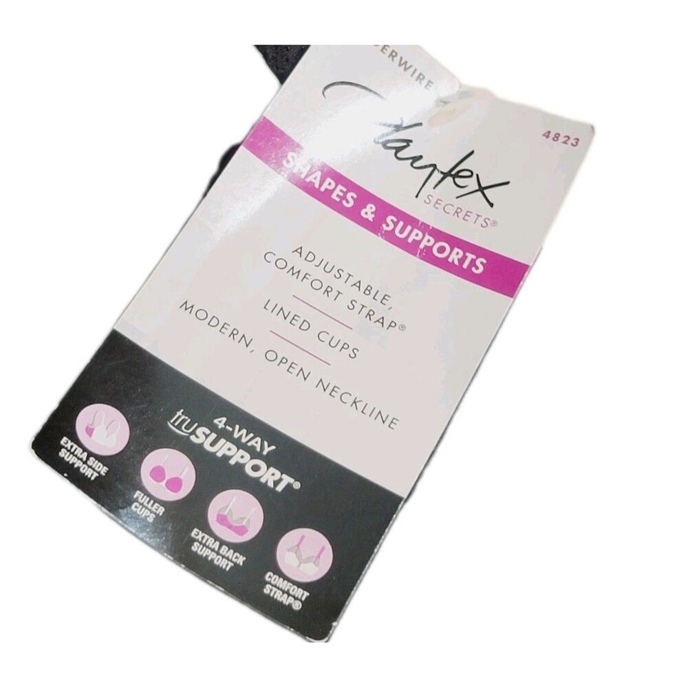 Playtex Secrets Amazing Shape Balconette Underwire Bra 4823 Molded Cup Black 40G - Picture 8 of 11
